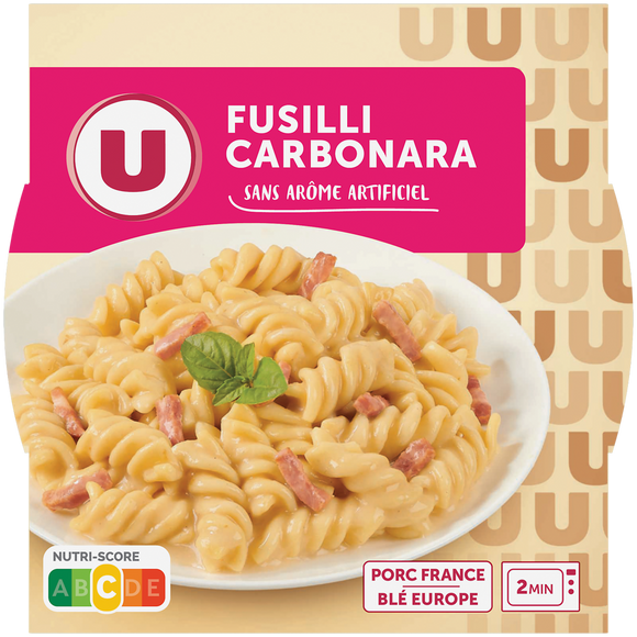 U Plat cuisiné pâtes à la carbonara barquette micro-ondable U 300g