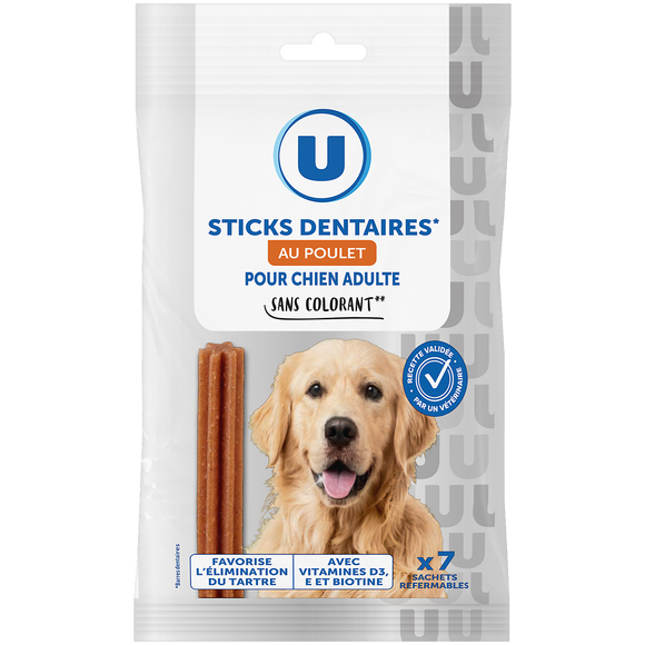 U Sticks dentaires au poulet pour chien moyen - 180g