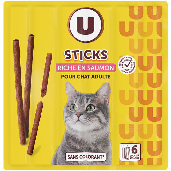 U Sticks au saumon pour chat U 6x5g