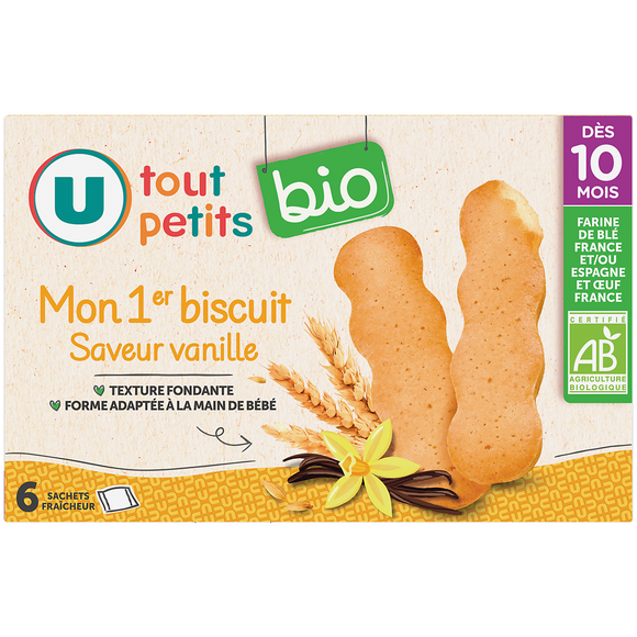 U TOUT PETITS BIO Biscuits 12 mois, paquet de 120g