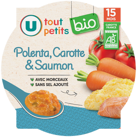 U TOUT PETITS BIO Plat bébé assiette polenta et saumon 15 mois 250g