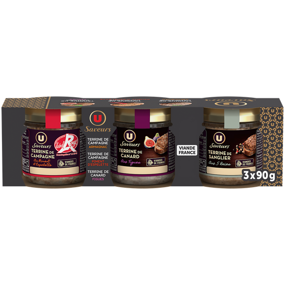 U SAVEURS Campagne Label Rouge Piment Espelette + Campagne Label Rouge Armagnac+ Canard Figues 3x90g 270g