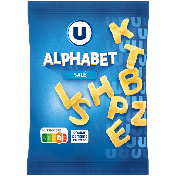 U Biscuits apéritifs Snacks alphabets nature U, 75g