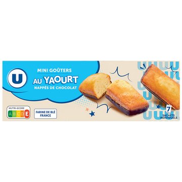 U Mini gâteaux au yaourt nappés de chocolat talonne U, x7, 210g