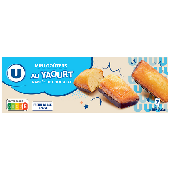 U Mini gâteaux au yaourt nappés de chocolat talonne U, x7, 210g