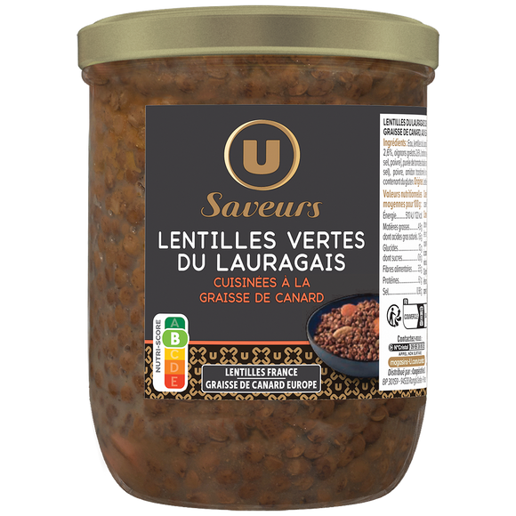 U SAVEURS Lentilles du Lauragais cuisinées U SAVEURS 780g