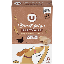 U Friandises Biscuits pour chien adulte fourrés à la volaille - Paquet de 500g