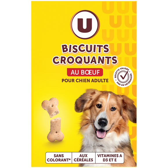 U Friandises Biscuits croquants pour chien boeuf/céréales/calcium 500g