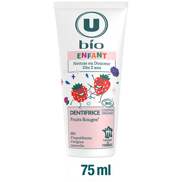 U BIO Dentifrice junior fruits rouges 75ml