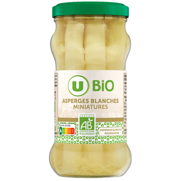 U BIO Asperges blanches miniatures Bocal 21cl, 110g