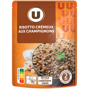 U Risotto crémeux aux champignons sachet micro ondable 2' 250g