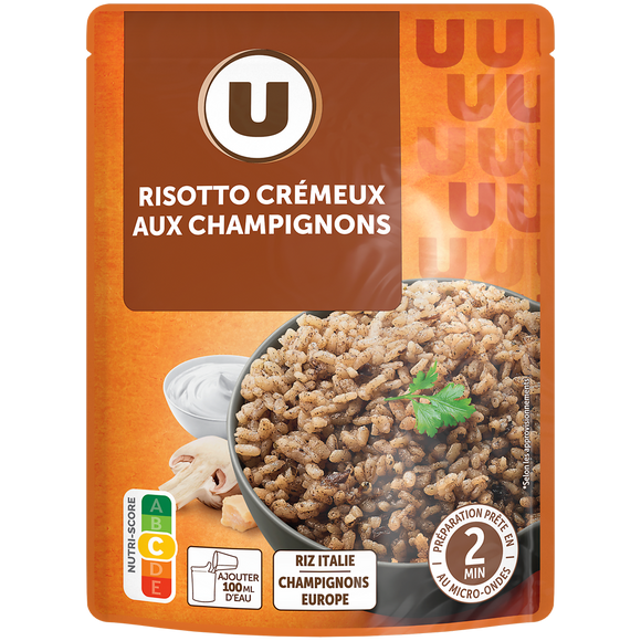 U Risotto crémeux aux champignons sachet micro ondable 2' 250g