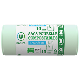 U NATURE Sacs poubelles compostables 10x30L