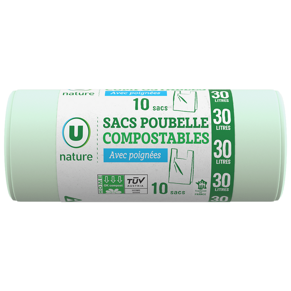 U NATURE Sacs poubelles compostables 10x30L
