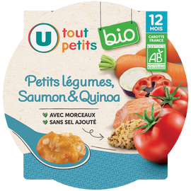 U TOUT PETITS BIO Plat bébé assiette petits légumes saumon quinoa, 12 mois - 230g