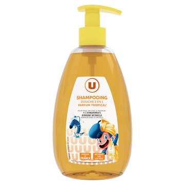 U Shampooing douche enfant 2+1 Parfum Tropical - Pompe 490ml