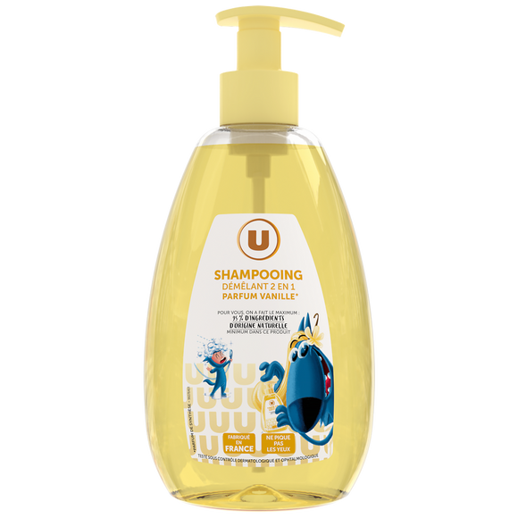 U Shampooing démêlant Enfant, Parfum vanille - Pompe 490ml