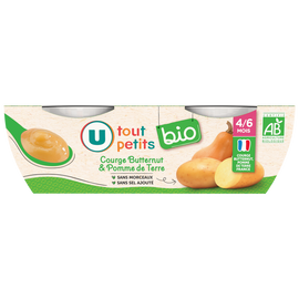 U TOUT PETITS BIO Petits pots bébé salés courges, butternut, pommes de terre dès 4 mois,2x120g