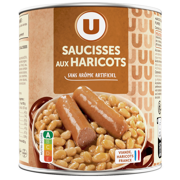 U Saucisse haricot boîte 4/4 840g