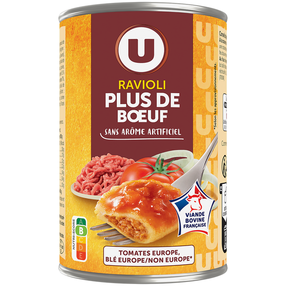 U Ravioli plus de boeuf boîte 1/2 400g