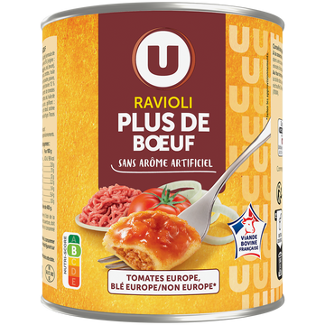 U Ravioli plus de boeuf boîte 4/4 800g