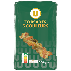 U Pâtes Torsade 3 couleurs - Sachet 500g