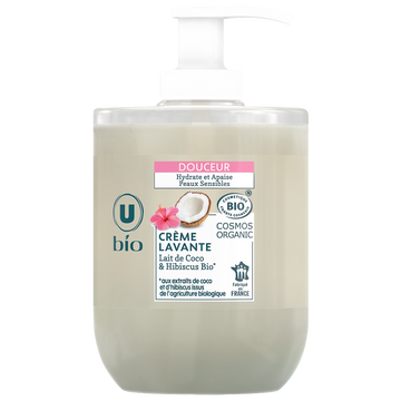 U BIO Crème lavante bio douceur de lait de coco et hibiscus  300ml