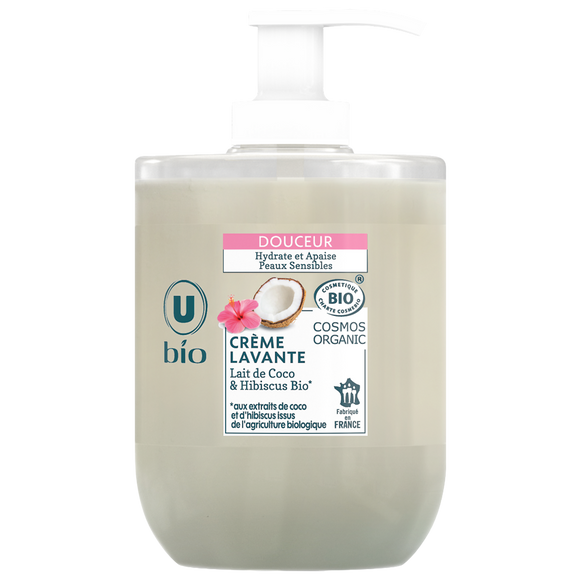 U BIO Crème lavante bio douceur de lait de coco et hibiscus 300ml