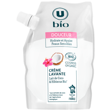 U BIO Crème lavante douceur lait de coco et hibiscus recharge500ml