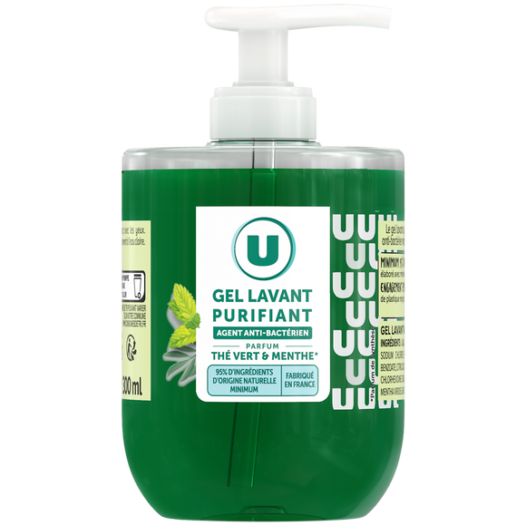 U Gel lavant purifiant thé menthe pompe 300ml