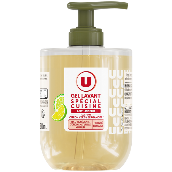 U Gel lavant cuisine citron bergamote pompe 300ml