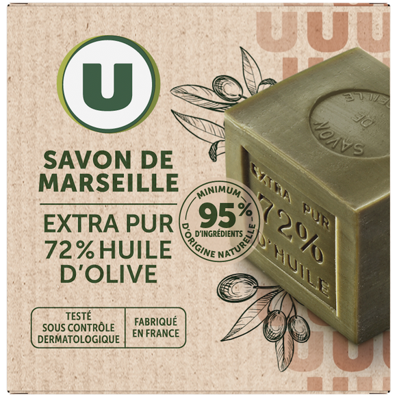 U Savon de marseille extra pur olive, 300g