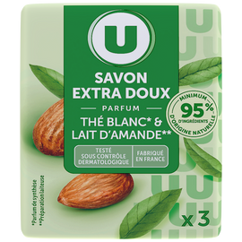 U Savon thé blanc lait amande extra doux, 3x100g