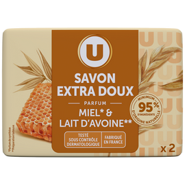 U Savon extra doux lait avoine miel, 2x100g