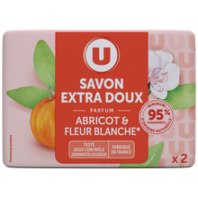 U Savon extra doux abricot fleur blanche, 2x100g