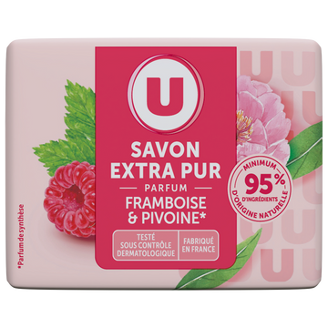 U Savon extra doux framboise pivoine, 100g