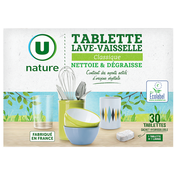 U NATURE Tablettes lave-vaisselle classique x30