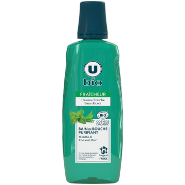 U BIO Bain de bouche à la menthe thé vert  flacon de 500ml