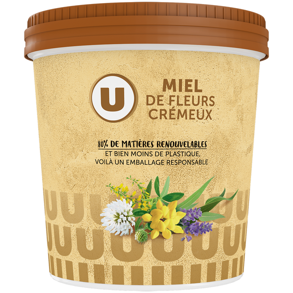 U Miel de fleurs cremeux pot carton 1kg