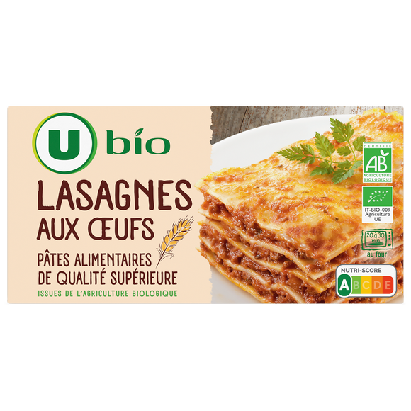 U BIO Lasagnes aux oeufs  boîte de 500g
