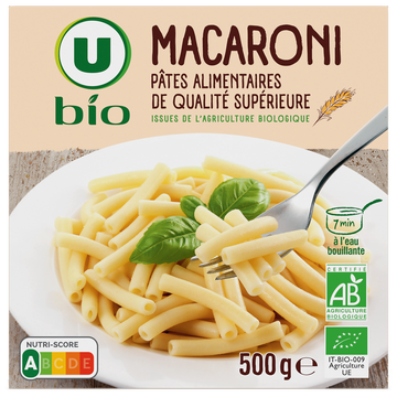 U BIO Macaroni, étui carton de 500g