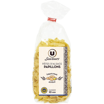U SAVEURS Papillons IGP d'Alsace aux oeufs sachet 250g
