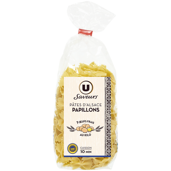 U SAVEURS Papillons IGP d'Alsace aux oeufs sachet 250g