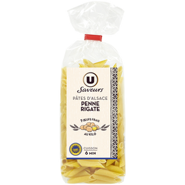 U SAVEURS Pâtes Penne IGP d'Alsace aux oeufs  - Sachet 250g