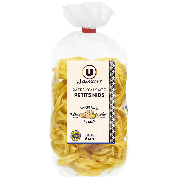 U SAVEURS Pâtes Petits nids IGP d'Alsace aux oeufs - Sachet 250g
