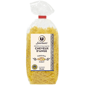 U SAVEURS Pâtes cheveux d'ange IGP d'Alsace aux oeufs - Sachet 250g