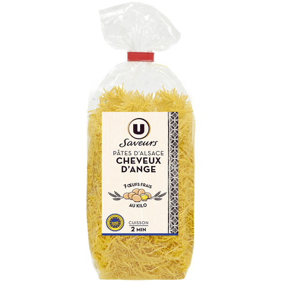 U SAVEURS Pâtes cheveux d'ange IGP d'Alsace aux oeufs - Sachet 250g