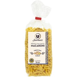 U SAVEURS Pâtes macaroni IGP d'Alsace aux oeufs - Sachet 250g