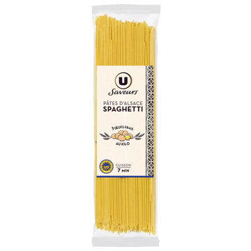 U SAVEURS Spaghetti aux oeufs IGP d'Alsace , sachet de 250g