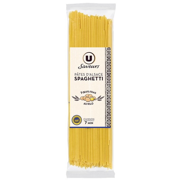 U SAVEURS Spaghetti aux oeufs IGP d'Alsace , sachet de 250g